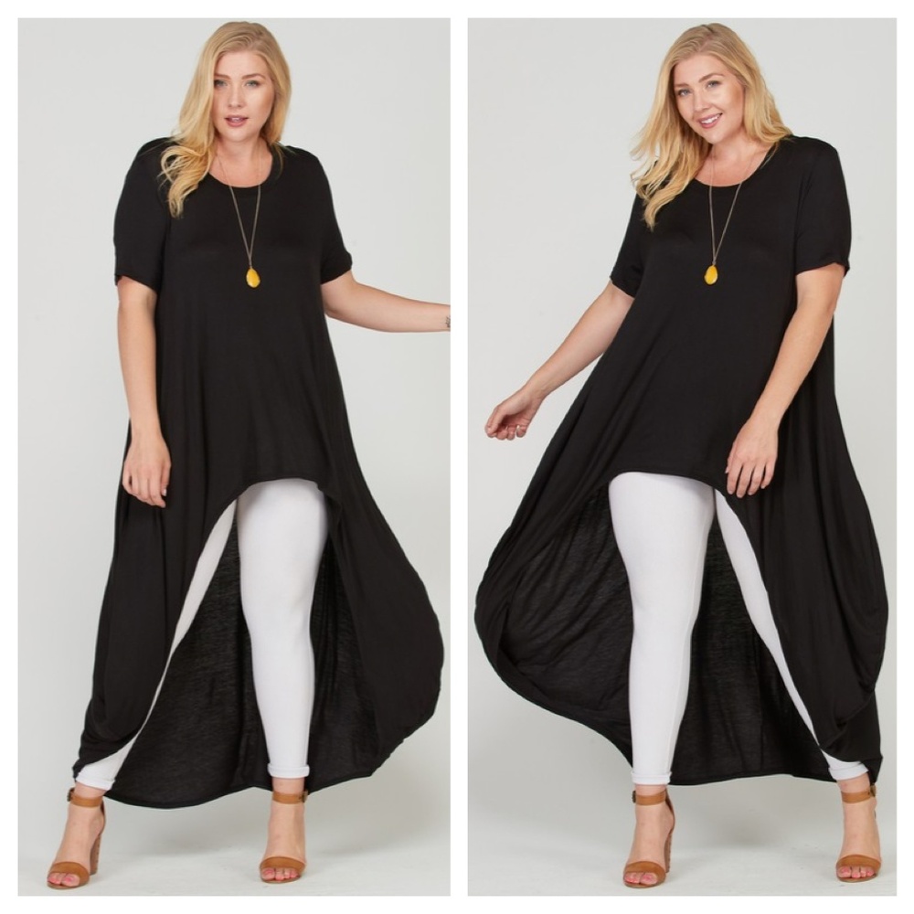 Black High-Low Short Sleeve Top